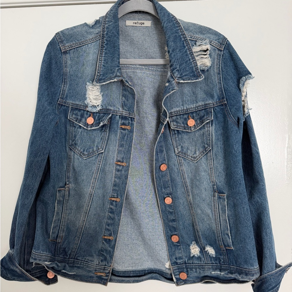 Refuge Blue Distressed Denim Jacket
